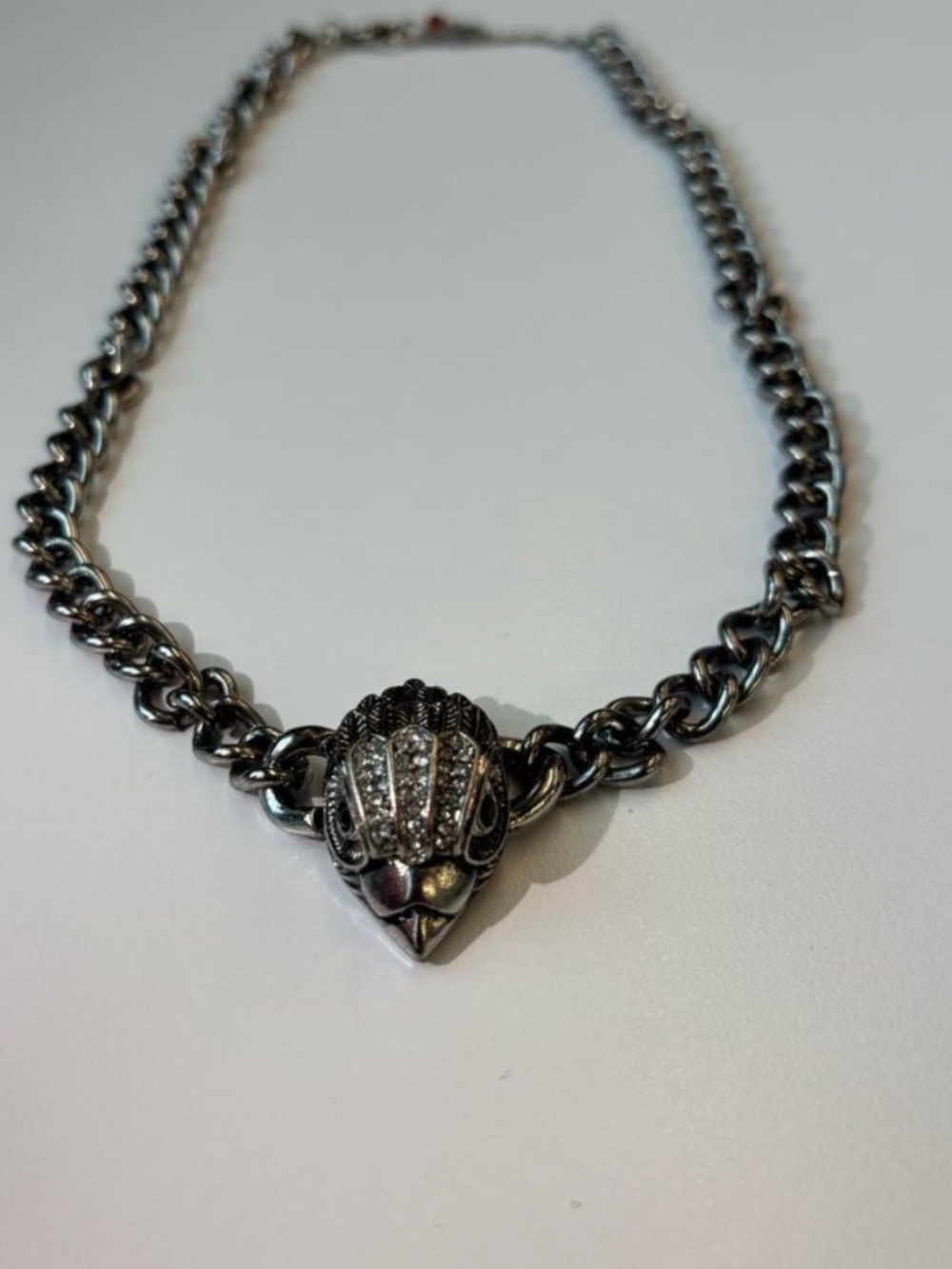 Kurt Geiger Silver Crystal Eagle Head Chain Necklace